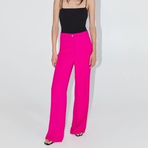 NWT ZARA FUCHSIA WIDE LEG TROUSER PANTS